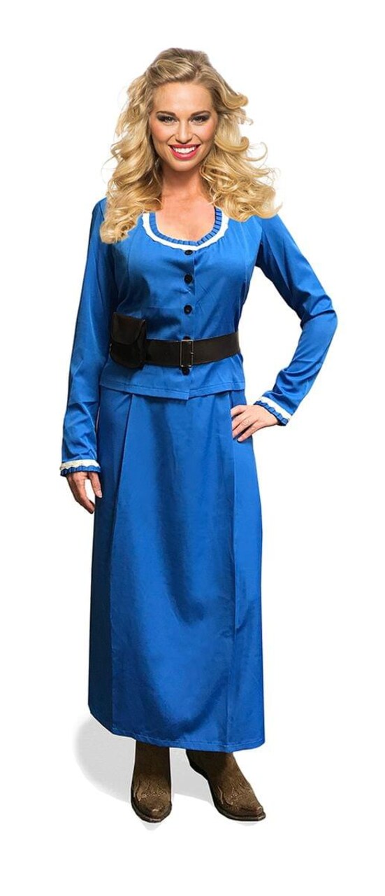 Women's Western Vintage Edwardian Steampunk Costume Dress | Blue